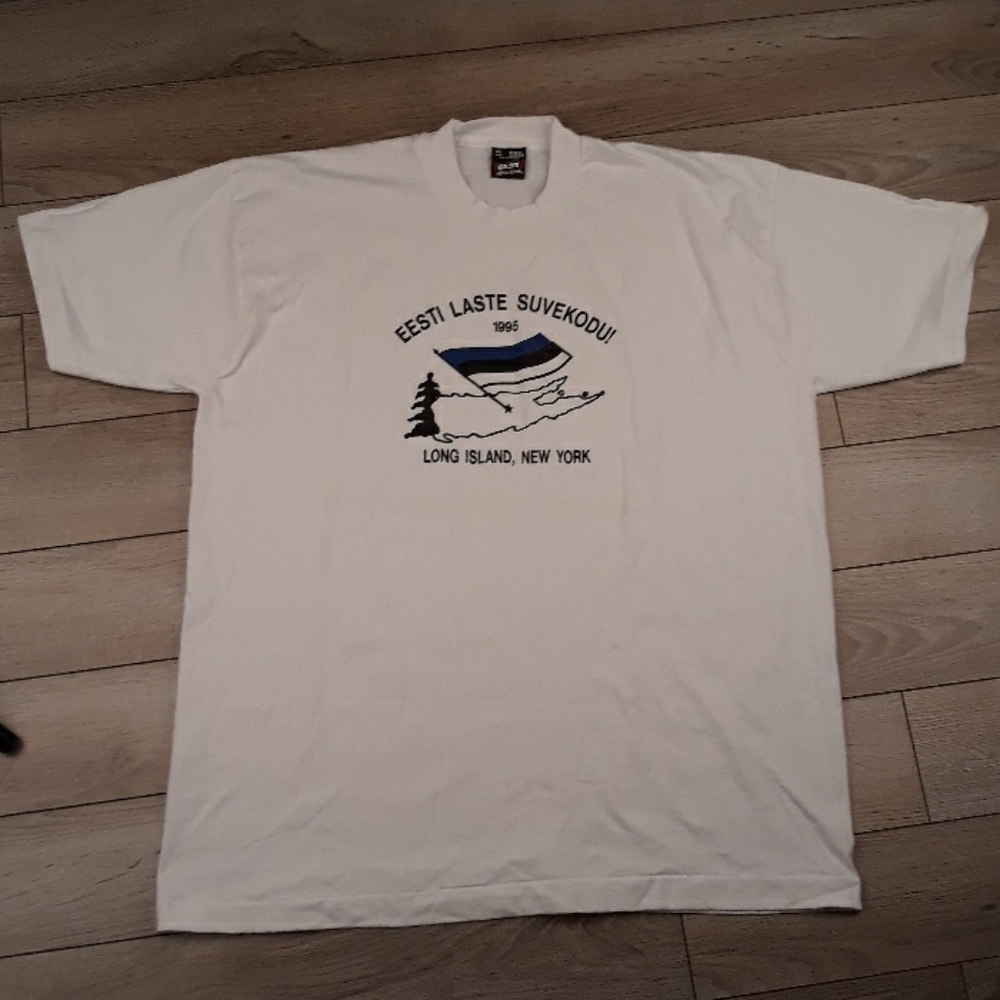 FRUIT OF THE LOOM Estonian Long Island NY Single Stitch Mens XL T Shirt VTG 90s